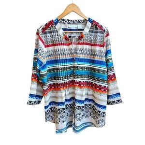 The Paragon Tunic Style Oversized Blouse with Southwest Print, Size Large
